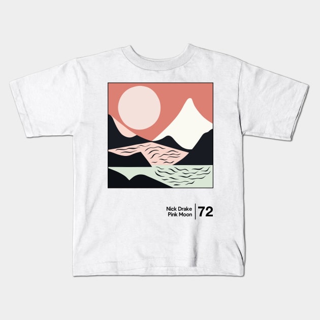 Nick Drake - Pink Moon - Minimalist Illustration Design Kids T-Shirt by saudade